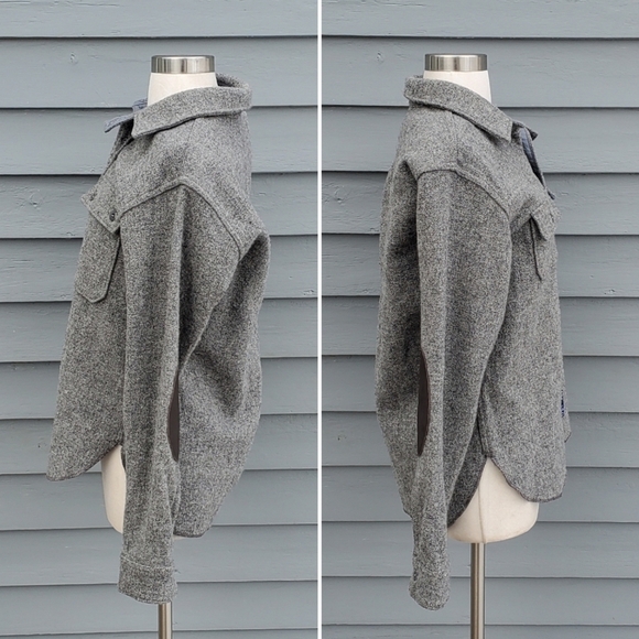 Engineered Garments Faribault Woolen Mills Gray Wool Military Blanket CPO Shirt - Picture 3 of 7